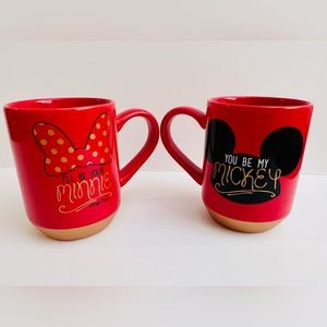 Micky & Minnie Mouse Disney Coffee Cups Vibrant red, gold and black colors